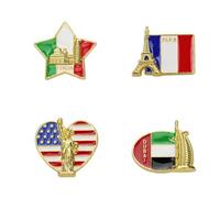 Ciieeo 4pcs National Flag Brooch Pin Creative Alloy Brooch Decorative Sturdy Pin for Boys Casual Parties