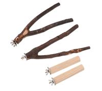 Ciieeo 4Pcs Natural Wood Bird Perch Stand Set Bark, Parrot Claw Grinding Rods and Play Sticks for Cage Birds and Pet Parrots