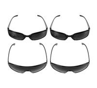 Ciieeo 4pcs Pinhole Glasses for Vision and Eye Training, Black Rectangular Frame Myopia Sunglasses with Multiple Holes, Portable Outdoor Eyewear for Men and Students