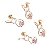 Ciieeo 4pcs Pink and Golden Alloy Bunny Brooches with Imitation Pearls, Cute Openwork Rabbit Lapel Pins for Women, Versatile Decoration and Resisting Fading for Office and Social Events