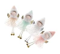 Ciieeo 4pcs Plush Angel Doll Christmas Tree Ornaments White Pink Green Hanging Decor for Home Parties Holiday Celebrations Cute Xmas Tree Pendants