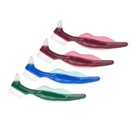 Ciieeo 4pcs Portable Double-Sided Hard Bristle Denture Brush with Compact Design for False Teeth Cleaning and Easy Travel Storage