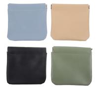 Ciieeo 4pcs Portable Makeup Bags Set with Automatic Drawstring Closure, Tiny Cosmetic Pouches for Women, Lipstick Organizer Storage in Matcha Green, Apricot Yellow, Light Blue, and Black,