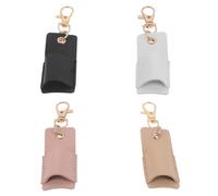 Ciieeo 4pcs Portable Pen Holder Pouch Set with Keychain, Anti-Lost Pu Pencil Sleeve, Pen Clip Lanyard for Badge, Nurses, Office, School Use, Black White Pink Apricot