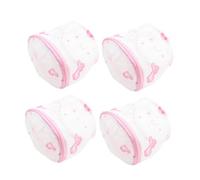 Ciieeo 4pcs Printed Folding Laundry Bags for Women with Bracket, Close-knitted Mesh Design Polyester Wash Bag to Protect Clothes and Prevent Distortion, for Travel and Daily Use Random Random Color