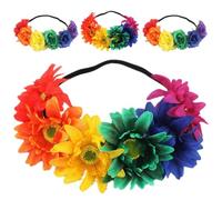 Ciieeo 4pcs Rainbow Colour Cloth Flower Headband Set Wedding Hair Accessories for Bride and Party, Delicate and Elegant Design for Bridal and Special Occasions