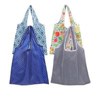 Ciieeo 4pcs Reusable Foldable Portable Shopping Bag with Reinforced Handles, Multipurpose Polyester Grocery Tote for Travel and Picnic Outings, 33lbs Capacity Large Foldable Shopping Bag