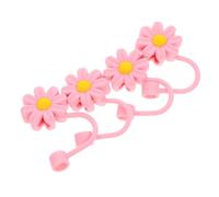 Ciieeo 4pcs Reusable Silicone Straw Caps Dustproof Flower Shaped Straw Topper Covers Portable Silicone Tip Protectors for Travel Office Parties and Safe for Lips