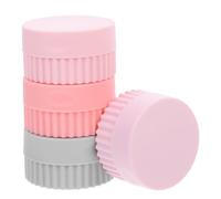 Ciieeo 4Pcs Silicone Travel Pill Organizer Set, Leak-Proof Medicine Case and Vitamin Storage Boxes in Gray, Pink, Purple, Watermelon Red, Portable No-Spill Travel Containers for Medicines