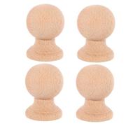 Ciieeo 4pcs Small Wood Finials for Crafting Miniature Decorative Wooden Finial Crafts for Curtain Rods Bed Posts and Shelving Units with Roman Inspired Carved Design