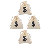 Ciieeo 4pcs Snack Storage Bag Game Coins Bag Small Drawstring Canvas Pouch Portable Use Creative Letter Pattern Design for Birthday Parties