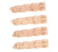 Ciieeo 4pcs Solid Woodcarving Furniture Onlay Applique Long Oval European Style Flower Pattern Easy Attach Decorative Wood Appliques for Cabinets Doors Home Decor