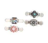 Ciieeo 4Pcs Vintage Flower Brooch Pins Set Retro Sweater Shawl Clips Cardigan Collar Clips for Women Accessories for Dresses and Capes