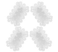 Ciieeo 4pcs White Lace Table Placemats Retro French Style Crochet Doilies Made of Polyester with Reusable and Simple Storage Features for Desk Decoration and Daily Meals
