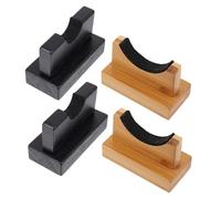 Ciieeo 4Pcs Wooden Baseball Bat Rack Stand Set with Bamboo and Black Bases - Multi-Use Bat Holder for Ice Hockey and Baseball Stick Storage and Display