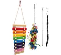 Ciieeo 4pcs Wooden Chicken for Bird Cage Hanging, Different Shapes