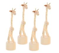 Ciieeo 4pcs Wooden Giraffe Finger Puppets Hand Carved Animal Figurines for Interactive Learning and Charming Decor Portable Wood Crafts for Office and Rooms