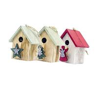 Ciieeo 4sets Cabin Pendant Christmas House Ornaments Bird Houses to Paint for Christmas Hanging Decor Rustic Christmas Ornaments Red Christmas Decor The House Decorations 3pcs*4