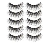 Ciieeo 5 Pairs Latin Dance False Rhinestones, Dense Curl Cluster Hard Stem, Black and Blue Mermaid Style, Eye- Stage Makeup for Women