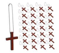 Ciieeo 50 Sets Natural Wooden Catholic Cross Pendants with Chains Lightweight DIY Religious Charms for Christian Crafts Handmade Decorative Pocket Prayer Crosses for Christmas and Home