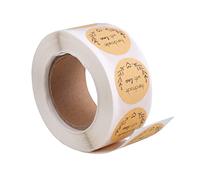Ciieeo 500 Handmade Kraft Paper Stickers Strong Adhesive Round Label Sealing Tags for Candy Bag Baking Packaging Love Decals