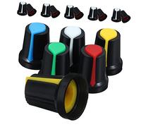 Ciieeo 50pcs Electric Guitar Potentiometer Knobs Set 6mm Inner Diameter Volume Tone Control Caps in Red Yellow White Green Blue for Guitar Bass Accessories