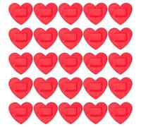 Ciieeo 50pcs Heart-Shaped Adhesive Bandages for First Aid, Breathable and Curing, Made of Pe Material, Suitable for Home and Bag Use, Red Wound Care Patches