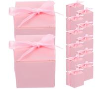 Ciieeo 50pcs Kraft Paper Small Candy Boxes with Pink Ribbon, Portable Chocolate Packaging Boxes for Wedding, Birthday, Valentine’s Day Wrapping