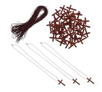 Ciieeo 50pcs Small Wooden Cross Charms for DIY Christmas Tree Ornaments Rustic Wood Pendants with Cord Multipurpose Religious Crafts Decorations for Home Car Church Celebrations