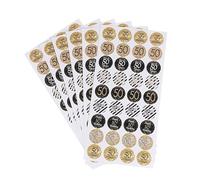Ciieeo 50th Birthday Party Stickers: 216pcs Golden Adhesive Round Decals for Candy Wrapping Envelopes Scrapbooking and Party Decorations