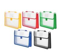 Ciieeo 5pcs A4 File Organizer Bags Set with Buckle, Large Capacity Plastic Document Pouches for Receipt, Bill and Contract Storage, Portable Handheld Files Case for Office and Student Use