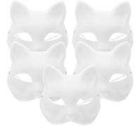 Ciieeo 5Pcs Cat Mask: DIY Blank Cat Mask Hand Painted DIY Pure White s Blank Paper s for Halloween Costume