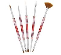 Ciieeo 5pcs Double-ended Nail Art Brushes Set with Acrylic and Nylon Material Easy to Hold Antislip Handle for Builder Gel and Acrylic Nails in Salon or DIY Home Use