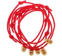 Ciieeo 5pcs Handmade Red Rope Pet Collars for Cats and Dogs Adjustable Safety Necklaces Comfortable Fit Pet Jewelry Accessories for Decor