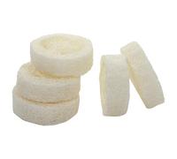 Ciieeo 5pcs Loofah Cuts Soap Holder Set with Natural Loofah Pads 5-7cm Diameter 1cm Thick, Household Soap Tray for Bathroom and Kitchen Countertop Storage