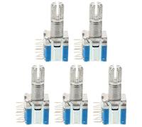 Ciieeo 5pcs Metal Encoder Switch Digital Potentiometer Digital Encoder Switch with Precise Gear Shifting Circuit Switching Blue Metal Body 15mm Shaft Length for Industrial Settings