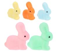 Ciieeo 5pcs Pastel Flocked Easter Bunnies Mini Rabbit Ornaments Easter Bunny Figurines