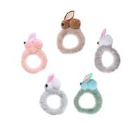 Ciieeo 5pcs Plush Rabbit Hair Rope Elastic Hair Tie 4.72x2.36x0.79inch Chic Lovely Ponytail Holders for Easter Occasion