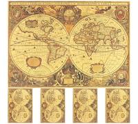 Ciieeo 5pcs Retro World Map Wall Posters Nautical Map Decorative Painting European Style Bedroom Living Cafe Wall Art Decor