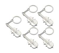 Ciieeo 5pcs Violin Designed Keychain Set in Silver Zinc Alloy, Creative and Artistic Key Accessory to Decorate and Store Keys, and Backpack Decoration
