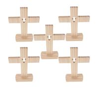 Ciieeo 5pcs Wooden Prayer Crosses Set - Small Pinewood Christian Tabletop Standing Crosses for Religious Home Decor and Altar Display
