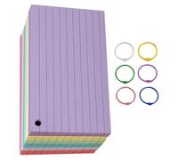 Ciieeo 6 Colors Lined Index Cards Memo Pads Set with 6 Metal Binder Rings, 600 Sheets Mini Note Taking Pads for Students Office and Home Study Supplies