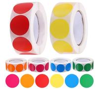 Ciieeo 6 Rolls of Assorted Colour Round Label Stickers Self-Adhesive Color Dots Stickers for Books and Documents Easy to Use Circle Dot Labels for Organising and Colour Coding
