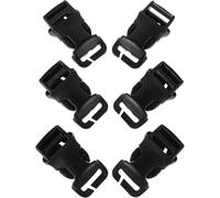 Ciieeo 6Pcs 2.5Cm Detachable Black Plastic Backpack Buckles Multi-Function Strap Fasteners Outdoor Tactical Bag Accessories for Hiking and Camping