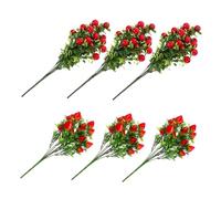 Ciieeo 6pcs Artificial Strawberry Stems Faux Fruit Bunches for Spring Home Decor Realistic Red Strawberry Branches for Table Centerpieces Floral Arrangement Accent for Kitchen Living Room