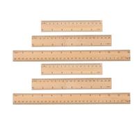 Ciieeo 6pcs Bamboo Rulers Set with Inches and Centimeters, Multi-functional Straight Rulers Made from Sturdy Bamboo, Not Easy to Break and Easy to Store, for Drawing and Measuring