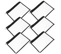 Ciieeo 6pcs Black PVC Pencil Pouches Zipper Bags Document File Organizers Multipurpose Storage for Office School Supplies