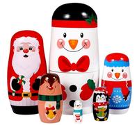 Ciieeo 6pcs Christmas Russian Nesting Dolls Wooden Matryoshka Dolls Christmas Russian Wooden Stacking Nested Stacking Dolls Toy for Party