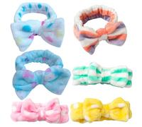 Ciieeo 6pcs Coral Fleece Face Washing Headband Bowknot Hair Bands Keeps Hair Neat and Away from Face for Running and Makeup