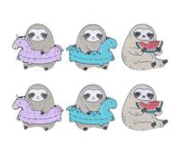 Ciieeo 6pcs Cute Sloth Brooch Pins Made of Sturdy Alloy, Decorative Cartoon Animal Brooches for Decorating Hats and Bags, Unique and Lovely Accessories for Clothing